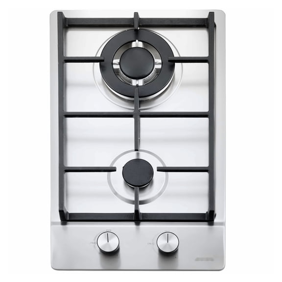 Gas Cooktop 12 Inch, 2 Burner 12250 BTU Built-in Stainless Steel Stove Top, LPG/NG Convertible, Thermocouple Protection for Kitchen Cooking