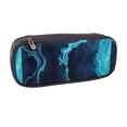 thumbnail image 2 of Lsque Blue Marble And Gold Printed Big Capacity PU Leather Pencil Case Large Pencil Pouch Stationery Pen Bag Pencil Holder for Teen, 2 of 6