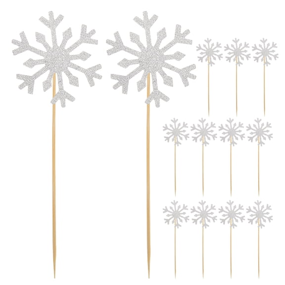 Pretyzoom 150 Pcs Merry Christmas Cake Decoration Silver Paper Bamboo Snowflake Design Party Enhancements