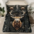 thumbnail image 2 of Manfei Safari Deer 3pcs Twin Sheet Sets for Teens Boys Girls,Abstract Black Camouflage Twin Fitted Sheet,Jungle Animal Breathable Flat Sheet,Super Cozy Room Decor, 2 of 7
