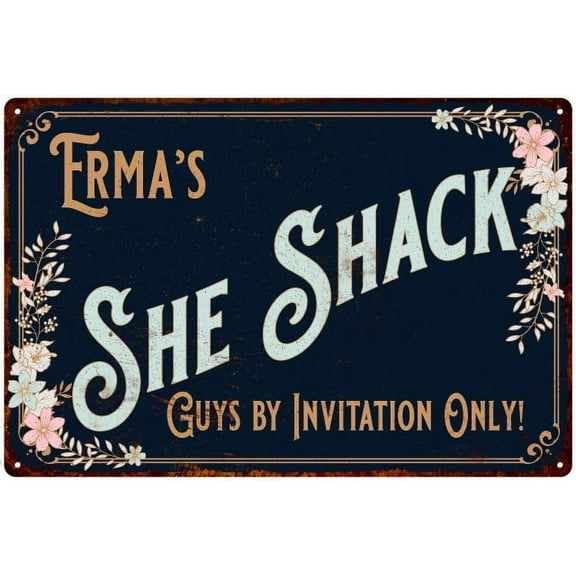 Erma's SHE SHACK Gift Sign Metal Wall Decor 8x12 Mom 108120060386