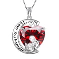 thumbnail image 1 of Juwaliy Collar de Luna Amor Corazón Madre Hija Plata Esterlina 925 Granate Piedra de Nacimiento de Enero Dije Joyería Mujeres Cumpleaños Navidad Regalo Mother's Day, 1 of 7