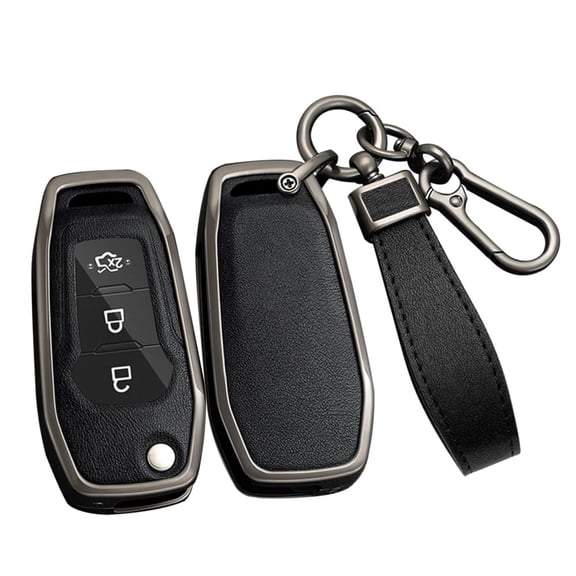 3-Button Car Key Bag Fit for Ford Flip Folding Key Remote Key Fob Cover for EcoSport Escort Explorer F-150 F-250 F-350 F-450 F-550 Super Duty Mondeo Ranger Titanium Car Accessories