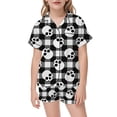 thumbnail image 4 of Kids Halloween Pajamas Size 1-2 Years Girls Halloween Homewear Short Sleeve Notch Collar Top with Shorts Boys Pjs White, 4 of 5
