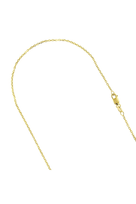 14K Solid Yellow Gold 1.1mm Wide Diamond Cut Cable Link Chain 16 Necklace with Lobster Clasp