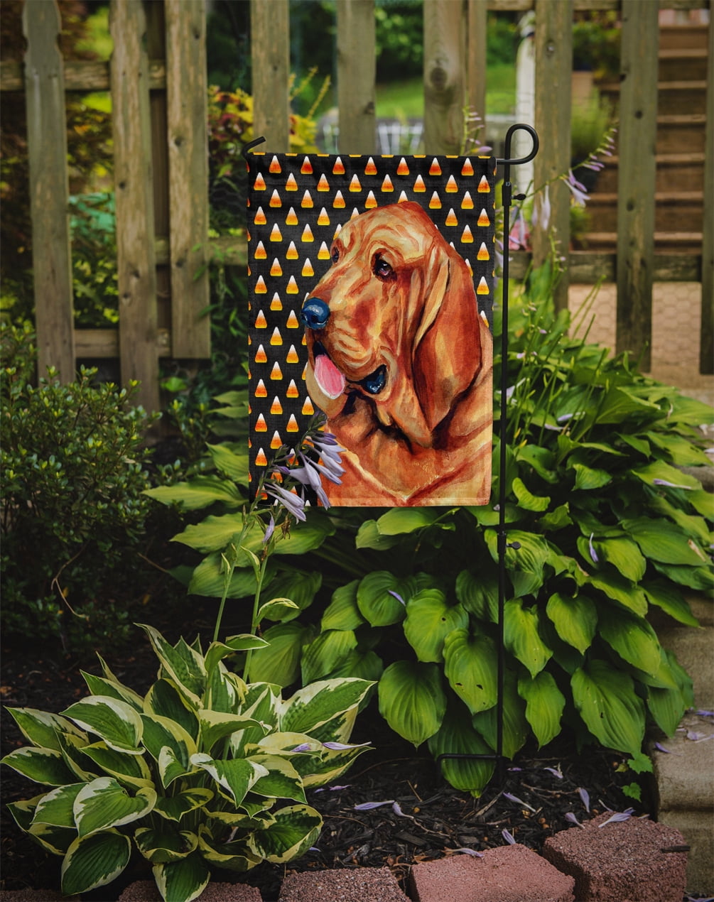 Carolines Treasures LH9072-FLAG-PARENT Bloodhound Candy Corn Halloween Portrait Flag  multicolor