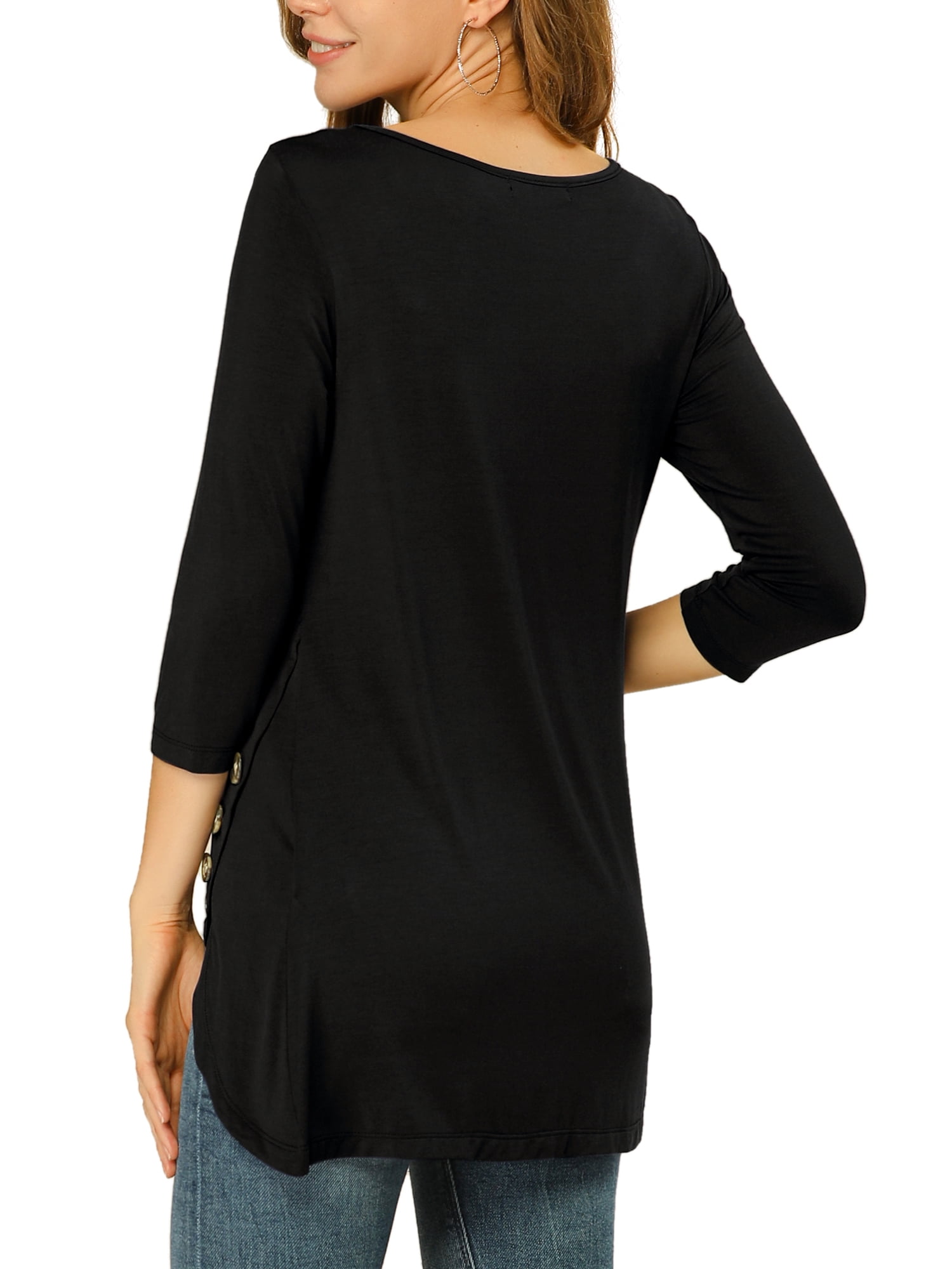 DARING DIVA Women's Casual Stretchy Tunic Asymmetric Hem Top XL Black