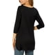 thumbnail image 3 of INSPIRAR CHIC Blusas de Mujer Cuello Redondo Manga 3/4 Decoración de Botones Dobladillo Irregular Estilo Casual 2XL Negro, 3 of 7