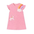 thumbnail image 2 of Bellafa 2-7T Girl's Summer Dress 100% Cotton Ruffle Sleeve A-Line Casual Sundress Toddler Kids Appliuqe Shirt Dresses, 2 of 7