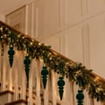 thumbnail image 4 of Green Large Christmas Ornaments 6 Pack 17cm Irregular Flocked Tree Hanging Decor, Holiday Party Supplies, 4 of 6