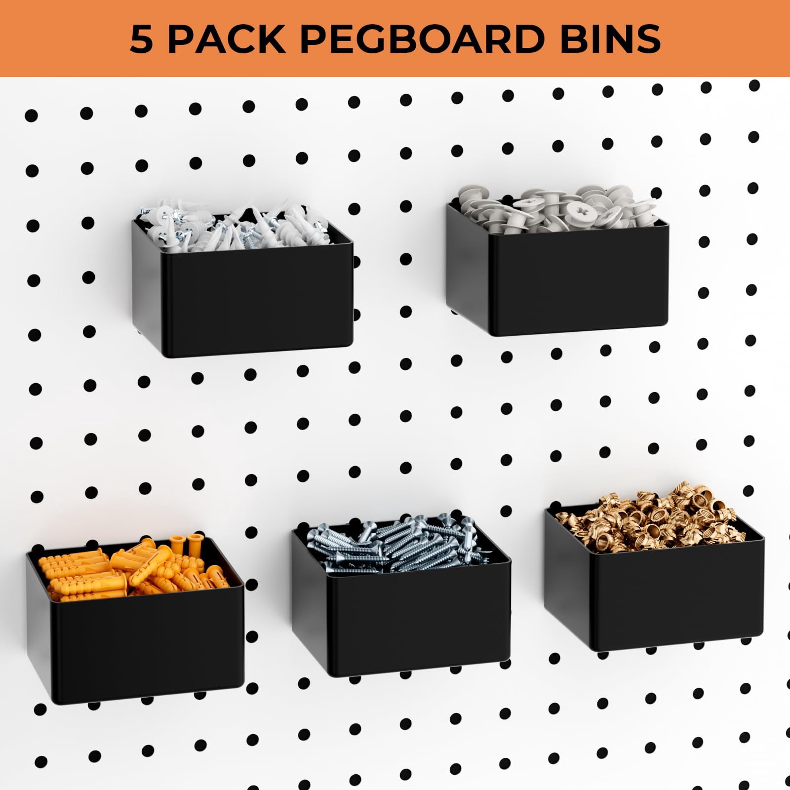 120pcs Pegboard Accessories Organizer Kit  Peg Board Hooks Assortment With Bins For Organizing Various Tools Fit 1/8 Or 1/4 Inch Hanging Storage Garage Wall Attachments