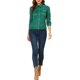 thumbnail image 2 of Chaqueta de ante sintético con solapa y bolsillos de solapa para mujer INSPIRE CHIC, botón a presión, XS, verde, 2 of 7