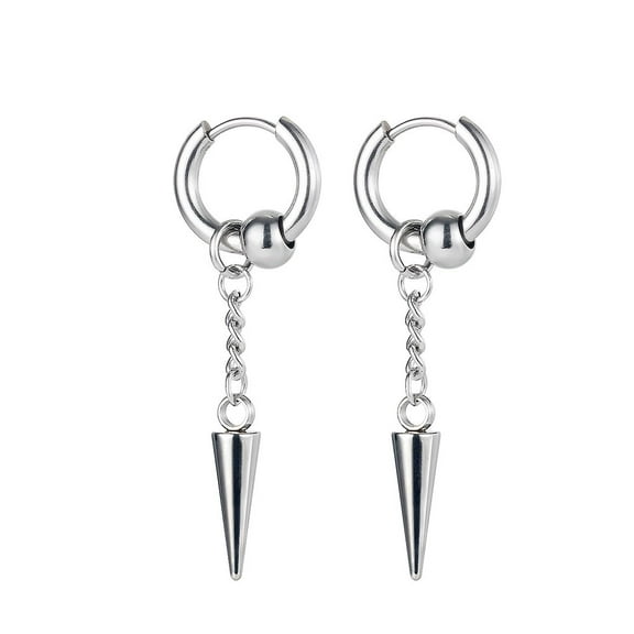 Classcial Spike Dangle Drop Hoop Earrings for Women Men Silver Charms Hoops