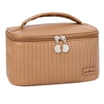 thumbnail image 1 of Bolso del maquillaje, bolso cosmético del viaje grande del cuero de la PU para las mujeres, bolso del artículo de tocador del bolso del organizador del maquillaje, 1 of 5