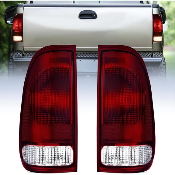 Nilight Taillight Assembly Compatible with Ford 1997 1998 1999 2000 2001 2002 2003 2004 2005 2006 2007 F150 Styleside F250 F350 F450 F550 Super Duty Dark Red Rear Lamp OE Style Pair