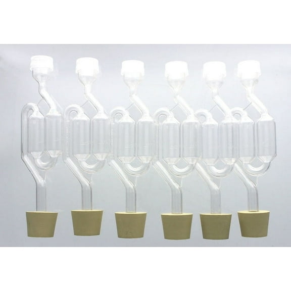 S-Shape Bubble Airlock with #6 Stopper (Pack of 6 each)