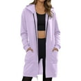 thumbnail image 4 of FAOWME Women's Casual Hoodies With Pockets Long Sleeve Zipper Solid Color Comfortable Loose Fit Sweatshirt Coat For Everyday Wear Pp1 Xxl=5, 4 of 4