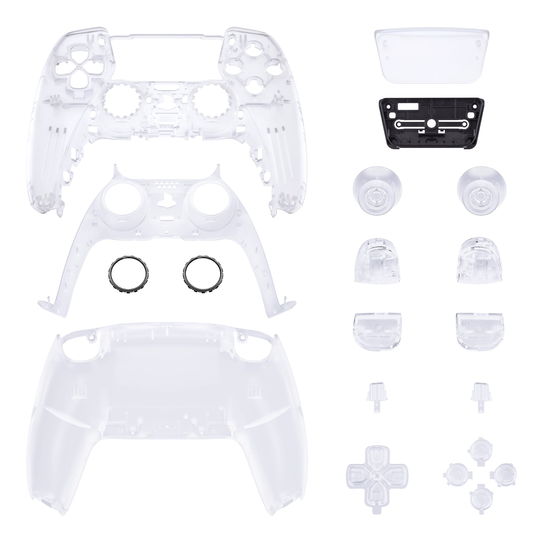 eXtremeRate Clear Replacement Full Set Housing Shell w/Buttons Touchpad Cover for ps5 Controller