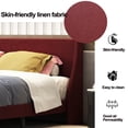 thumbnail image 3 of Miniyam Queen Size Upholstered Bed Frame with Wingback Headboard, No Box Spring Needed, Wine Red, 3 of 7