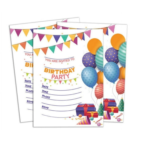 Darling Souvenir Multicolor Birthday Invitation Card Printable Elegant Fill or Write In Blank Party Invites 28 Pcs 5 x 7 Inches