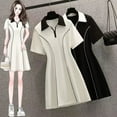 thumbnail image 4 of Grande Fille Nouvelle Robe à Col Mode Femme Taille Serrée Style Mince Manches Courtes Décontractée Mi-Jupe Tendance, 4 of 7