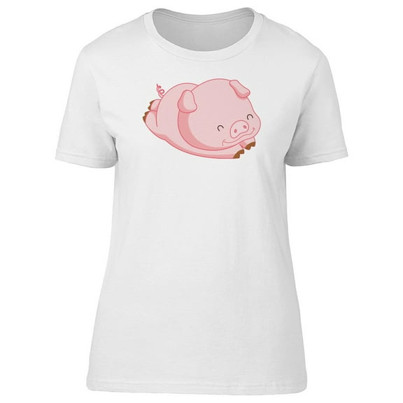 Funny Cartoon Pig Sleeping Tee Women's -Image by Shutterstock