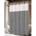 thumbnail image 4 of Black White Stripe No Hook Shower Curtain Waterproof,Bathroom Curtains with Snap in Liners and See Through Top Window,Modern Minimalist Geometric Striped Hotel Style Bathtub Curtains Shower 48"Wx72"L, 4 of 8