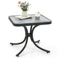 thumbnail image 1 of Gymax Table d'Appoint d'Extérieur Carrée pour Patio avec Dessus en Verre Trempé Petite Table Basse, 1 of 10