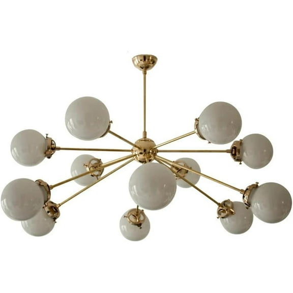 NauticalMart 12 Light Globe Mid Century Brass Sputnik Chandelier Light Fixture (Brass)
