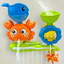 Loespoir Interactive Bath Shower Toy, Crab Themed Water Wheel Spinner, Happy Bath Time Activity for Sensory Development and Fun, with Multiple Features and Water Effects(Yellow)