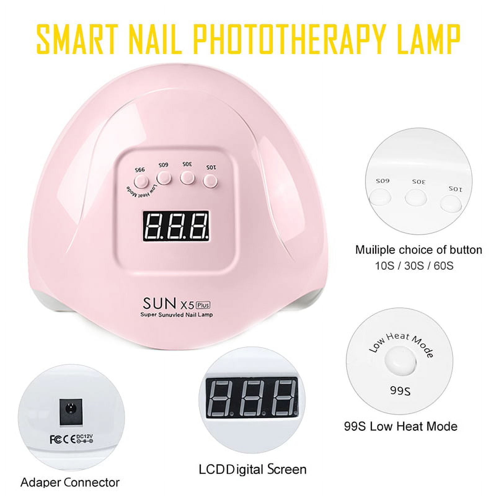 UV LED Nail Lamp,Nail Dryer LED UV Nail Light for Gels Polishes with Sensor 4 Timer PENGXIANG 80W SUN5 （Pink）