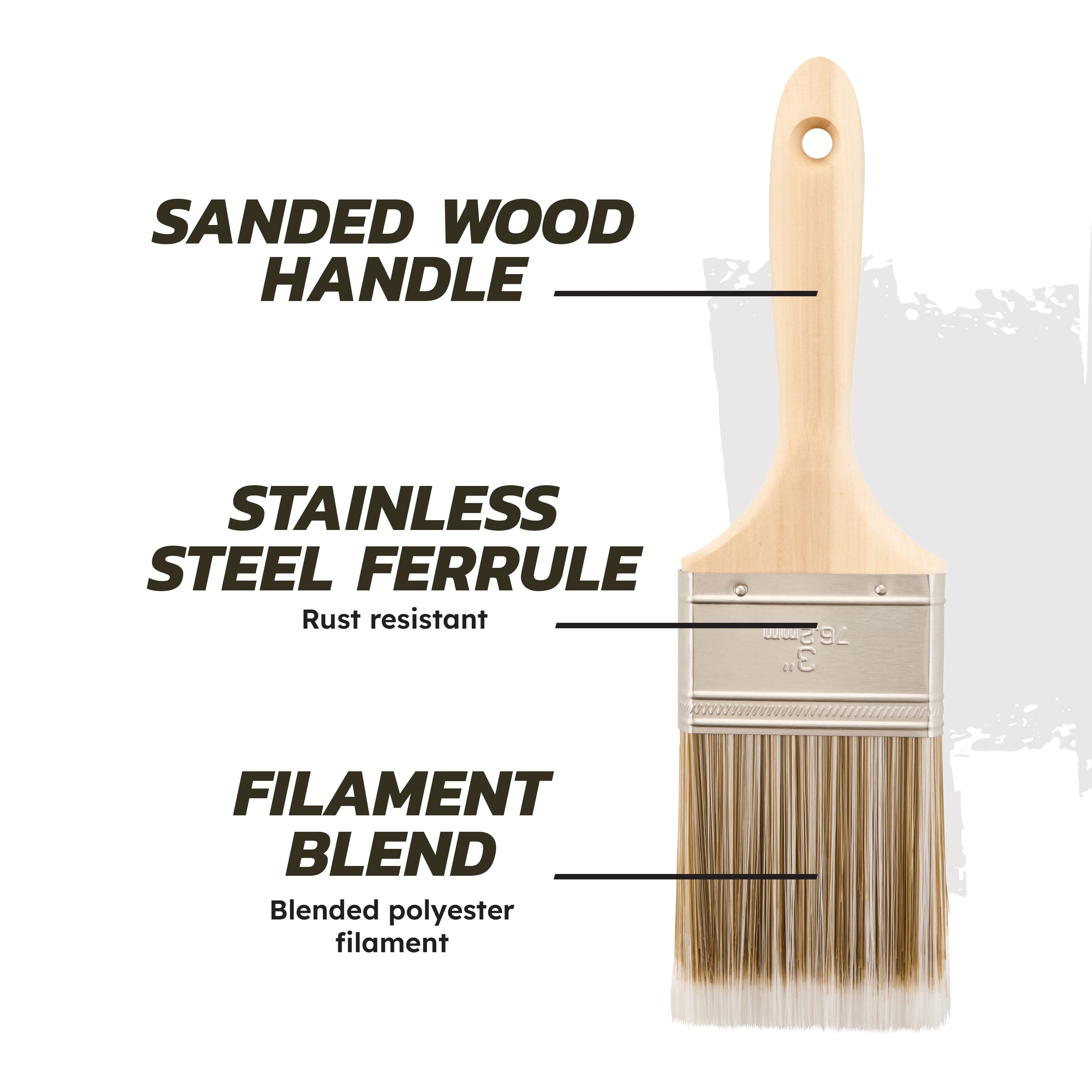 (2 pack) Better 3 in. Blended Polyester Flat Paint Brush