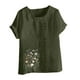 thumbnail image 2 of Vestidos Casuales Para Mujer, Blusas De Mujer De Moda Blusa informal de lino con cuello redondo, manga corta y botones para mujer, 2 of 2