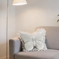thumbnail image 2 of Butterfly Shaped Throw Pillow - White - 55x55cm Velvet Cushion with Lace Trim, Elegant Decorative Pillow for Sofa, Bed & Living Room (1pc), 2 of 4