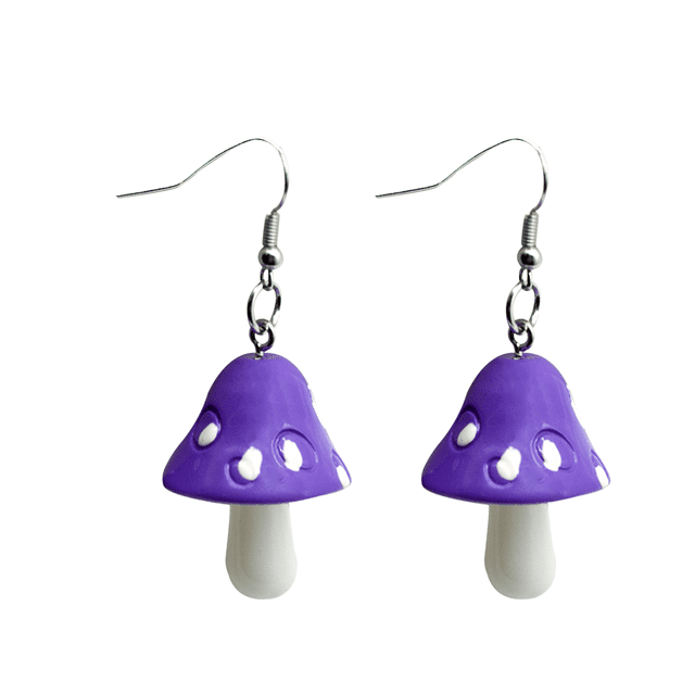 Guardurnaity Gotas para los oídos Pendientes de goma de plástico Forma de hongo Mujer Oreja Colgante Joyería Ropa, zapatos y accesorios Miscelánea Violeta