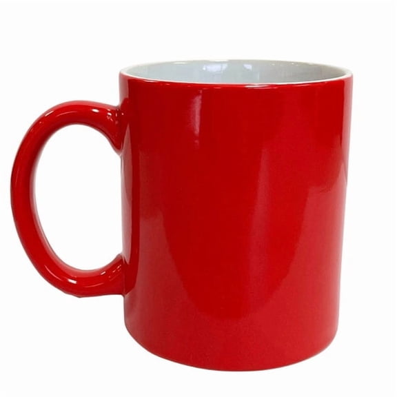 1 Pack 11 oz Ceramic Coffee Mug with Classic C-Handle, White Interior, Durable Drinkware for Tea, Cocoa, Hot or Cold Beverages, Red