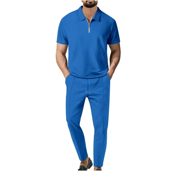 TMOYZQ Men's Golf Shirt and Shorts Sets Summer Casual Short Sleeve 2 Piece Outfits Fashion Athletic Sport Tracksuit Sweatsuit