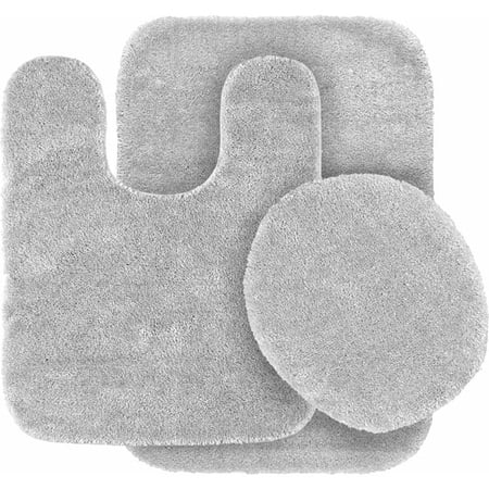 Traditional Nylon 3-Piece Washable Bathroom Rug Set