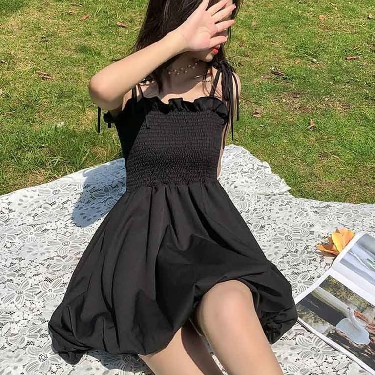 blue dress for baby girl Dewlily Puff Sleeve Dress Korean Fashion Teens 20s 30s Cute Date A-Line Office Style Off Shoulder Plain Simple main image 0