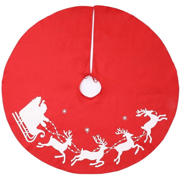 Tapis Cache Pied de Sapin de Noël Jupe Sapin en Non Tissé Tapis de Sapin de Noël con Renne Rouge Couverture Ronde Sapin de Noël Jupe Arbre de Noël con Motif pour Décoration d'arbre de Noël (100 cm) Zhivalor WLJ-2582