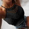 thumbnail image 6 of Dyfzdhu Halter Tank Tops for Women Crochet 2025 New Summer Hollow Lace Sleeveless Solid Color Vest Slim Crop Top Black, 6 of 6