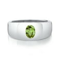 thumbnail image 3 of Gem Stone King 1.42 Cttw Green Peridot Ring for Men | 925 Sterling Silver | Oval 8X6MM | Gemstone August Birthstone | Size 12, 3 of 5