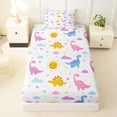 thumbnail image 3 of Erosebridal Colorful Cute Dinosaur Twin Sheet Sets For Girl Kids,Multicolor Clouds Print Bedding 3 Pieces, 3 of 6