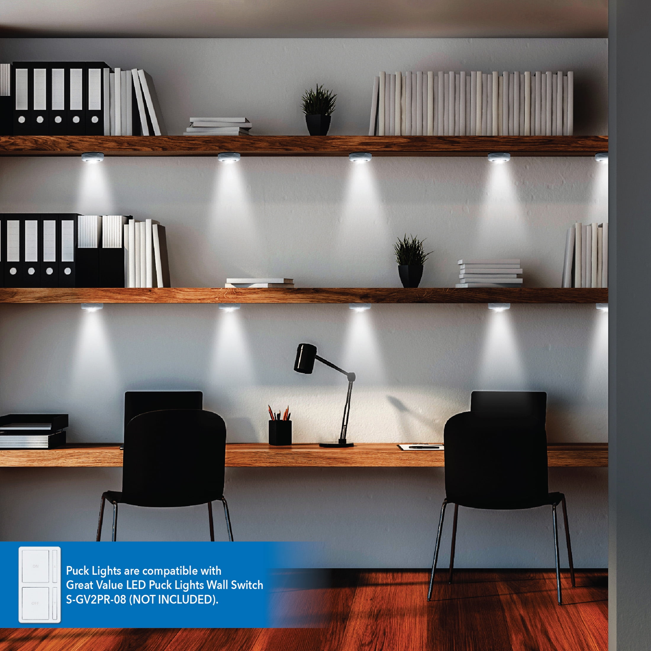 Great Value 100 Lumens Wireless LED Puck Lights - 5 Pack