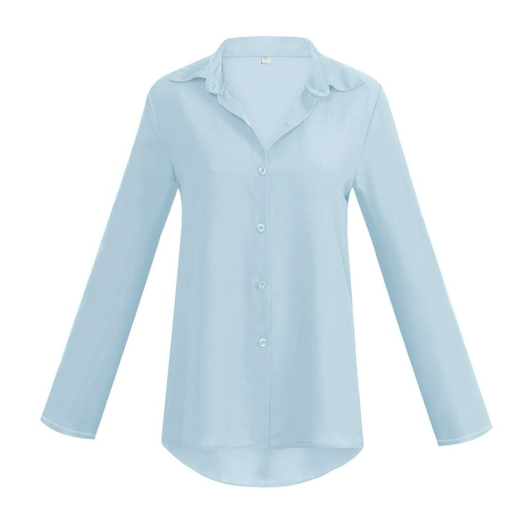Chiffon Long Sleeve Solid Color Single-breasted Blouses Chiffon Long Sleeve Solid Color Single-breasted Blouses