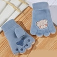 thumbnail image 2 of Guantes de invierno para mujer, manoplas con pantalla táctil, guantes de medio dedo con pata de oso de dibujos animados, 2 of 5