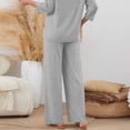 thumbnail image 7 of Women Ribbed Knit Lounge Pants Elastic High Waist Loose Wide Leg Drawstring Pant Fall Comfy Solid Trendy Trousers, 7 of 7