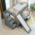 thumbnail image 3 of Harper & Bright Designs Twin Over Full Bunk Bed with Stairs and Slide, Multifunction Wood Bunk Bed with Storage Drawers for Aduts, Gray, 3 of 11