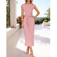 thumbnail image 3 of Vestido ajustado ZESICA 2025 para mujer, cuello alto, rosa, 3 of 7