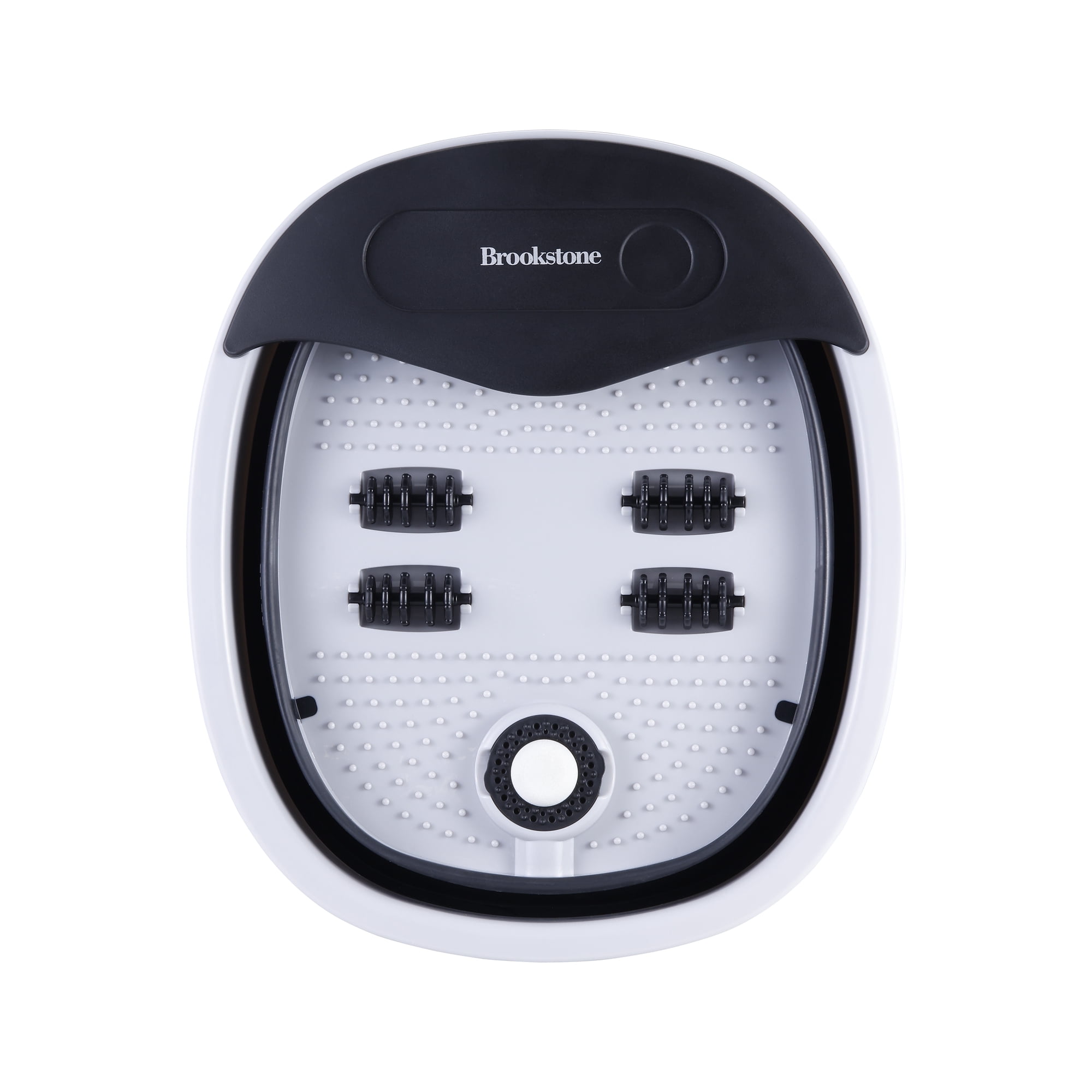 Brookstone Collapsible Electric Footbath with 4 Massage Rollers, Vibration Massage, Pumice Stone & Red Light Spa – Portable Foot Spa